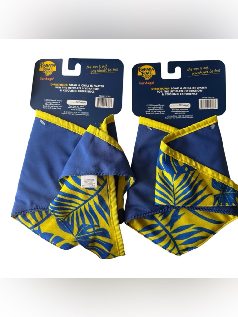 Banana Boat Blue & Yellow "Chill Out" Cooling Bandana for Dogs Qty 2 - Picture 2 of 2